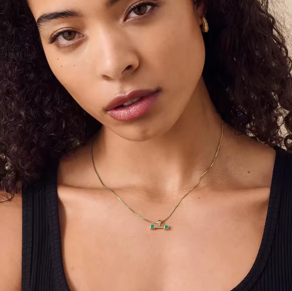 Tara Emerald T-Bar Necklace