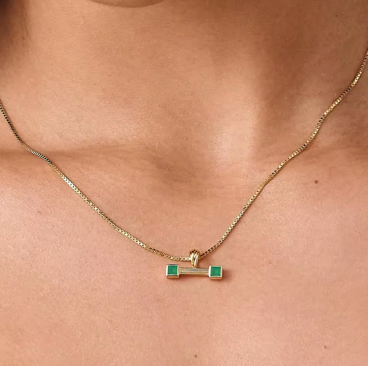 Tara Emerald T-Bar Necklace